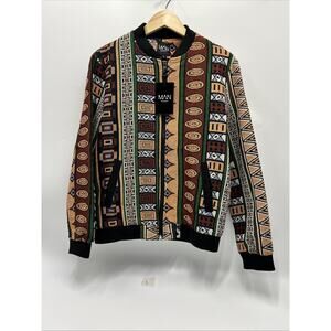 NEW BOGARI BOHO AZTEC ZIP UP BOMBER JACKET VINTAGE MEN’S SIZE LARGE